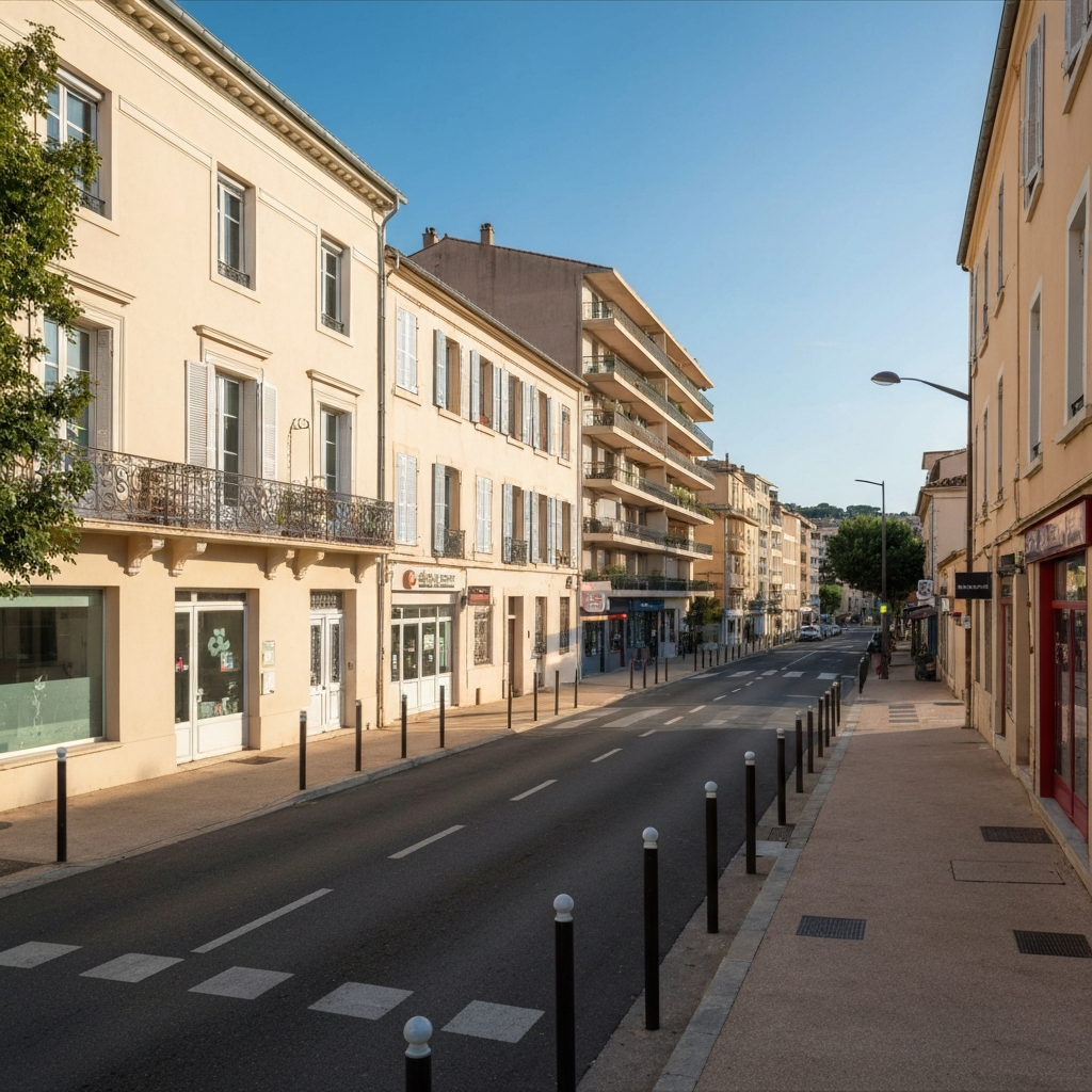 Vue extérieure d'un appartement moderne situé au centre de Biot