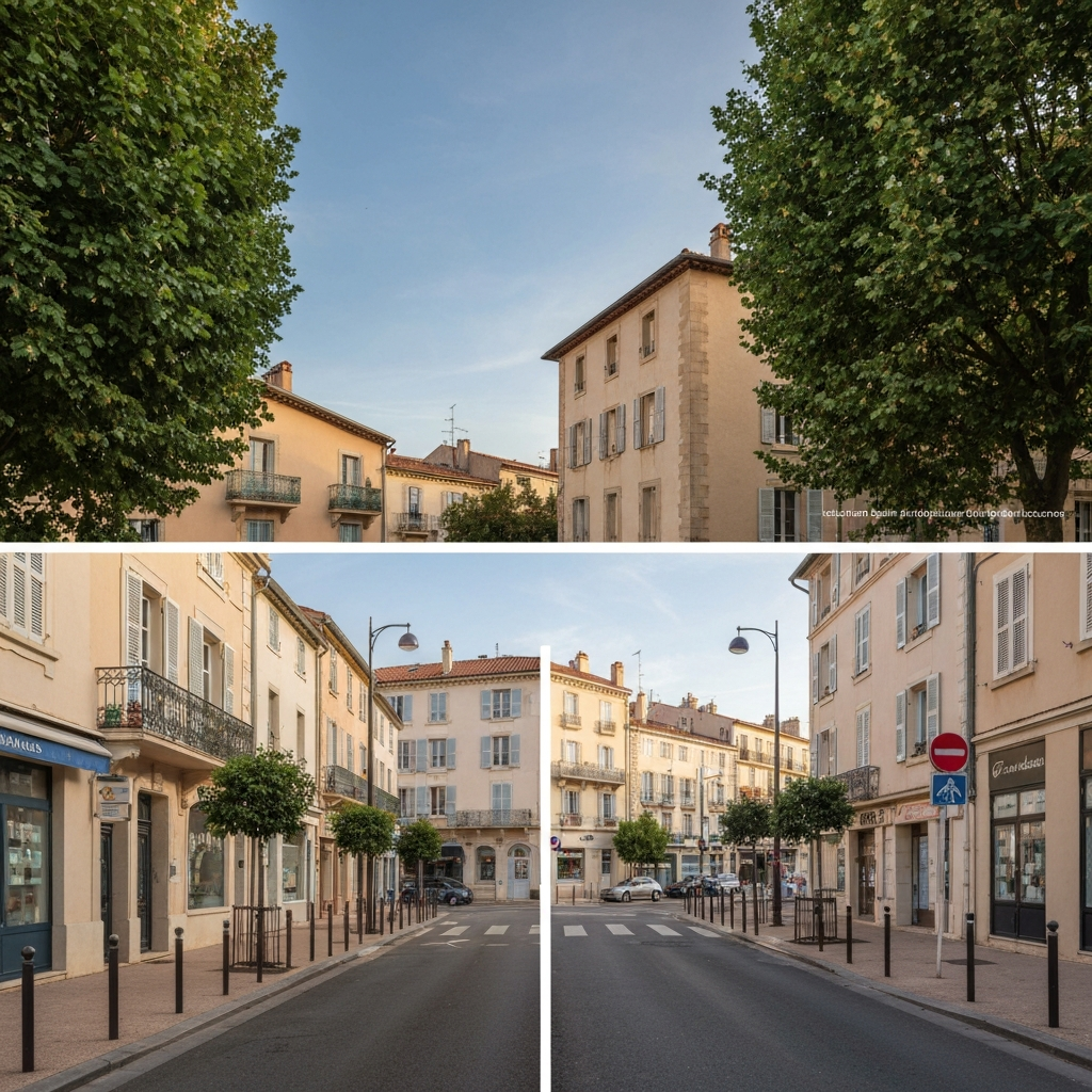 Vue pittoresque du village de Biot avec des propriétés immobilières