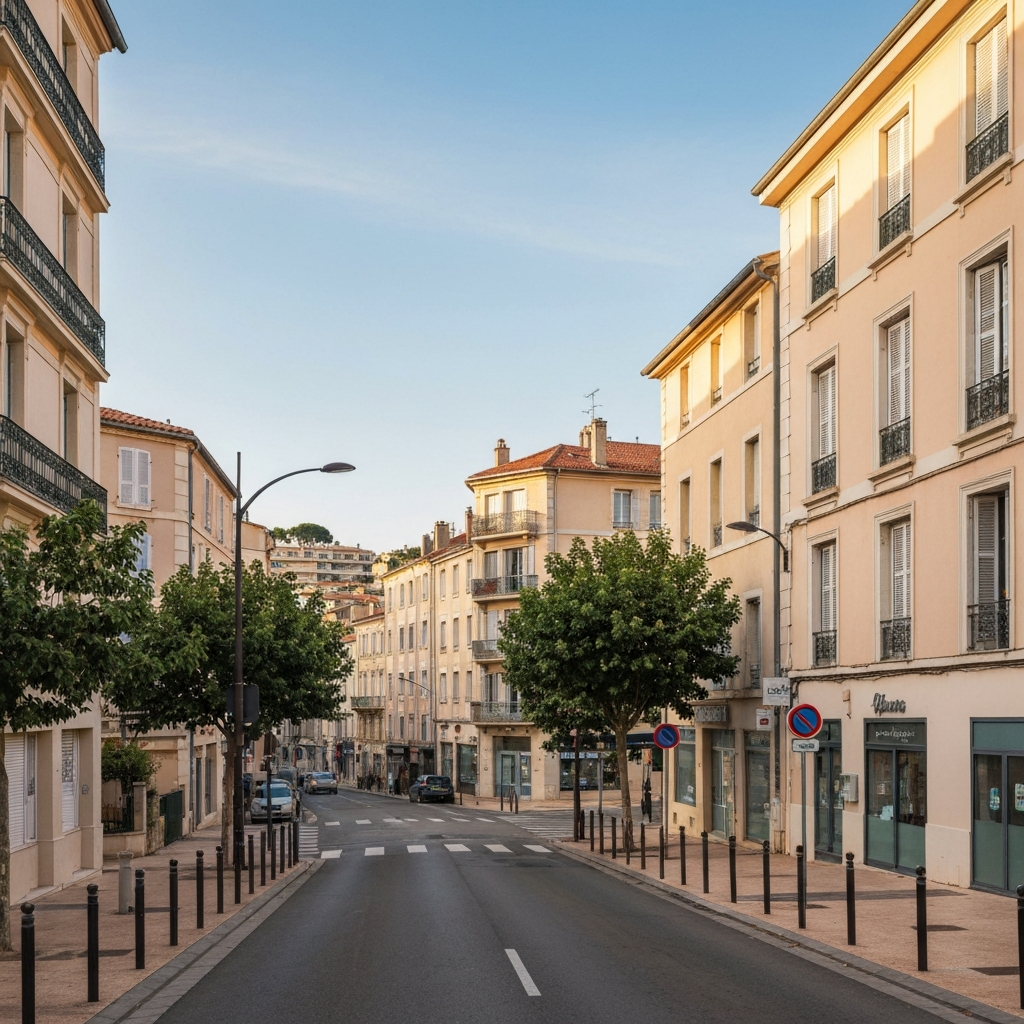 Vue panoramique de Biot avec des graphiques de tendances immobilières pour 2026
